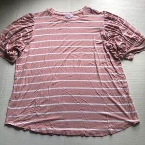Time And Tru Pink White Stripe Top Women’s Sz XL A2308